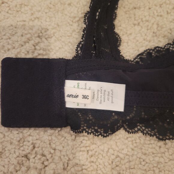 NWT Aerie Real Happy WIRELESS Lace Padded Bra In Black Size 36C MSRP $45 Sexy - Picture 4 of 7